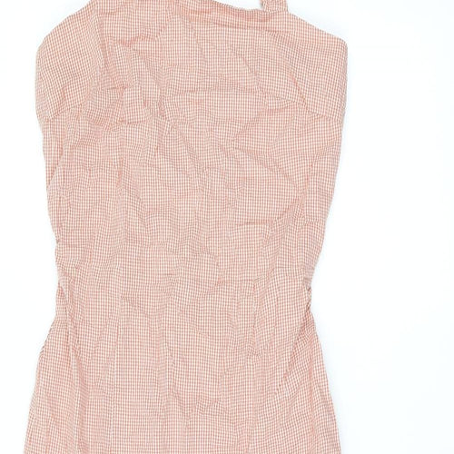 Oysho Womens Red Geometric Cotton A-Line Size S Halter Tie - Split Hem