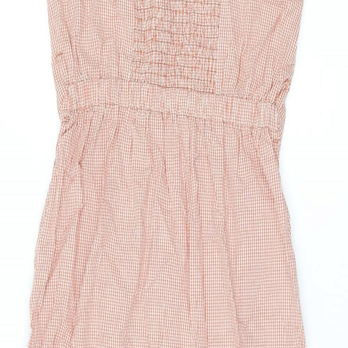 Oysho Womens Red Geometric Cotton A-Line Size S Halter Tie - Split Hem