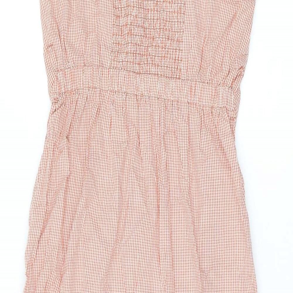 Oysho Womens Red Geometric Cotton A-Line Size S Halter Tie - Split Hem