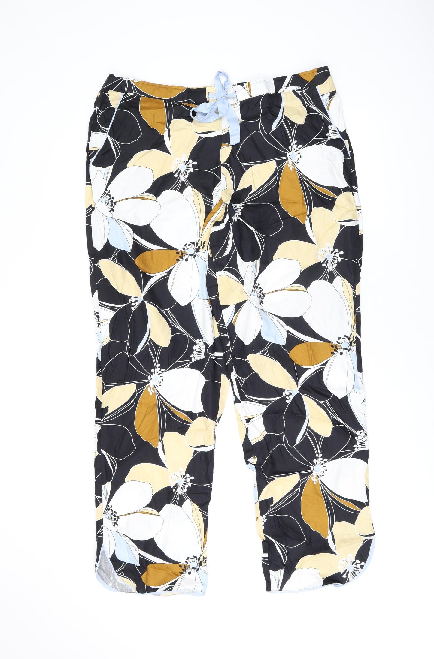 Cyberjammies Womens Black Floral Cotton Top Pyjama Pants Size 18 Drawstring