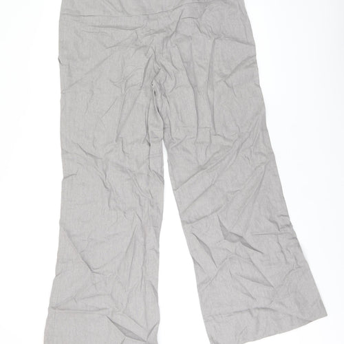 New Look Womens Grey Linen Trousers Size 14 L29 in Regular Zip