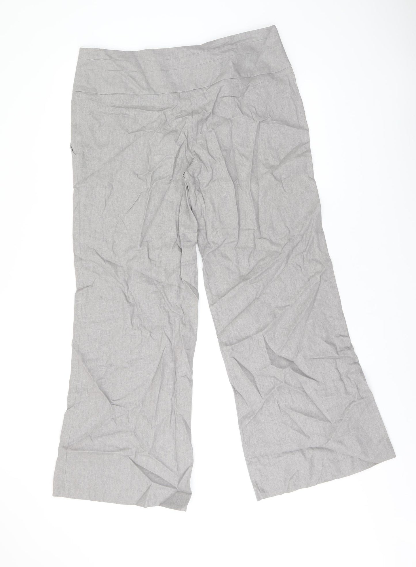 New Look Womens Grey Linen Trousers Size 14 L29 in Regular Zip