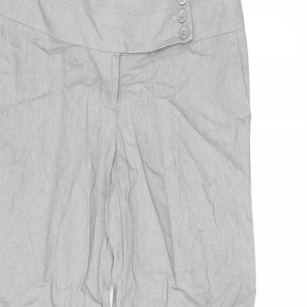 New Look Womens Grey Linen Trousers Size 14 L29 in Regular Zip