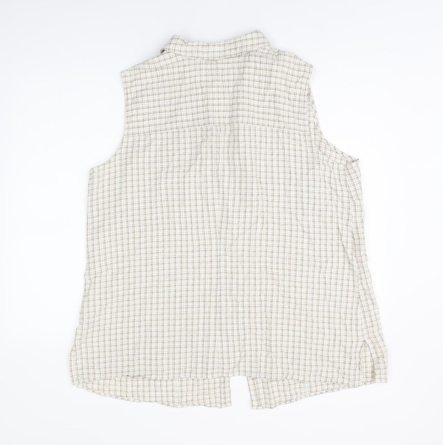 East Coast Womens Beige Plaid Cotton Basic Button-Up Size 22 Collared