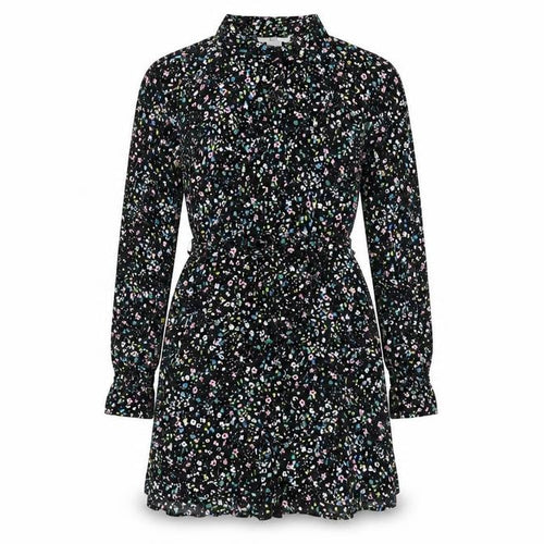 &Et Womens Black Floral Viscose Shirt Dress Size 8 Collared Button