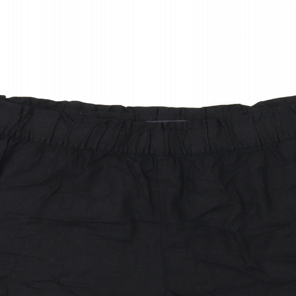 Marks and Spencer Womens Black Linen Basic Shorts Size 24 Regular Pull On