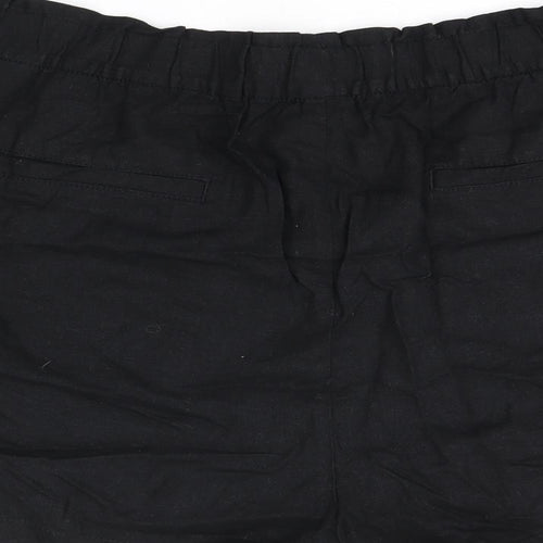 Marks and Spencer Womens Black Linen Basic Shorts Size 24 Regular Pull On