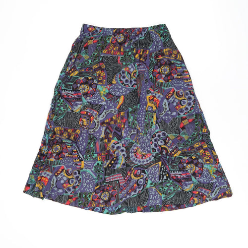 Brittany Nicole Womens Blue Geometric Rayon Swing Skirt Size L