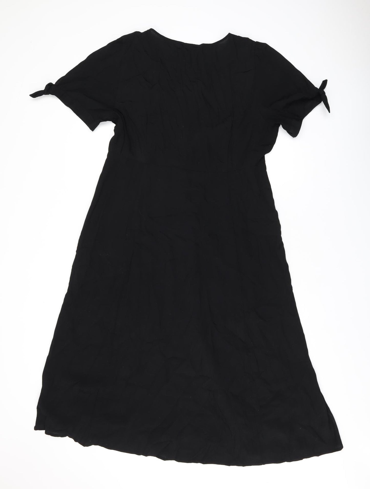 Sezane Womens Black Viscose A-Line Size 14 V-Neck Button