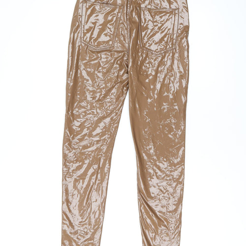 Pull&Bear Womens Brown Polyester Trousers Size 8 L27 in Regular Zip