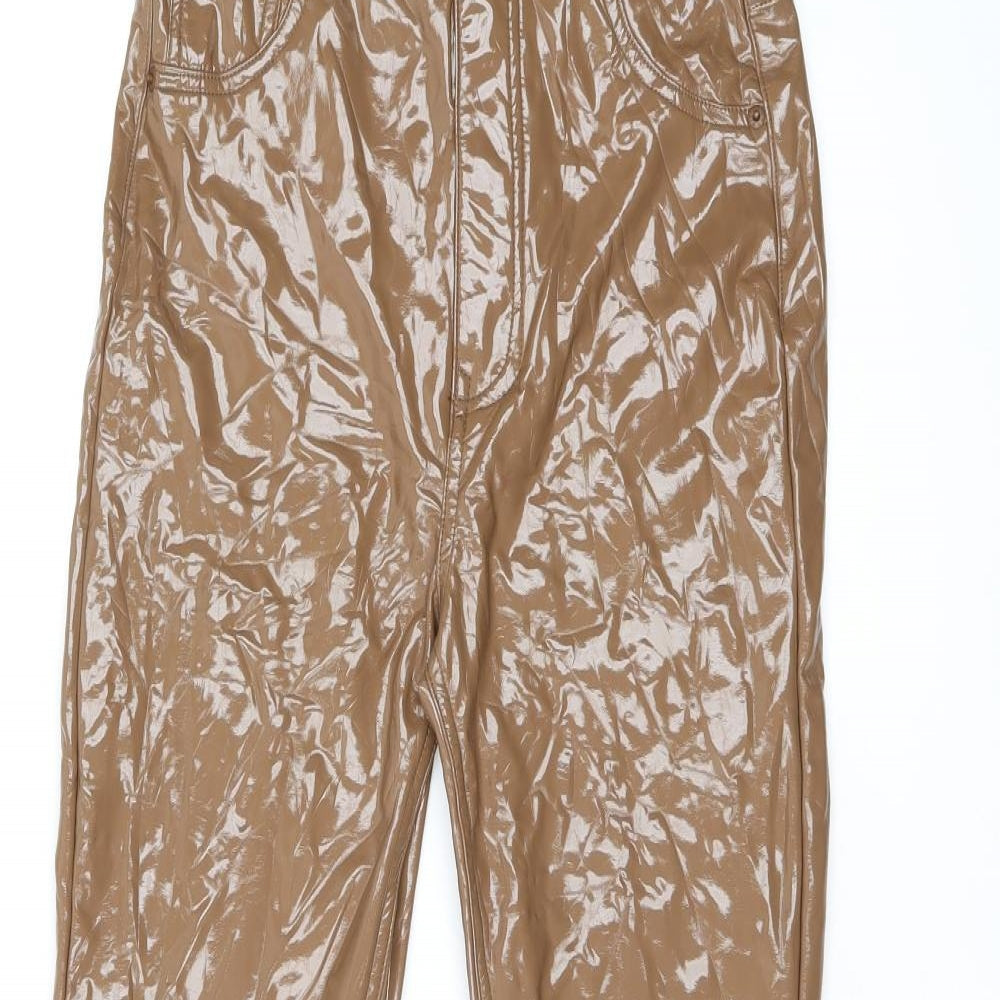 Pull&Bear Womens Brown Polyester Trousers Size 8 L27 in Regular Zip