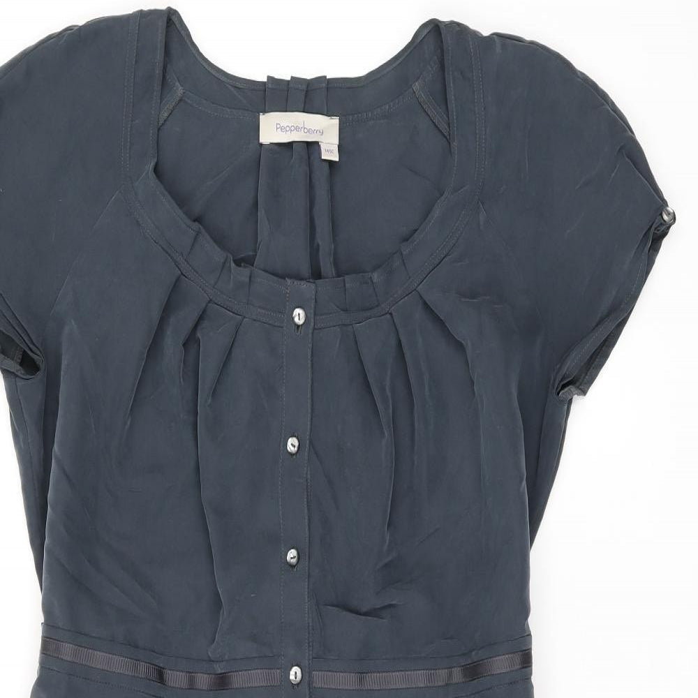 Pepperberry Womens Grey Modal Shift Size 14 Scoop Neck Button