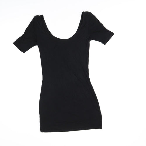 ASOS Womens Black Viscose Bodycon Size 8 Scoop Neck Pullover