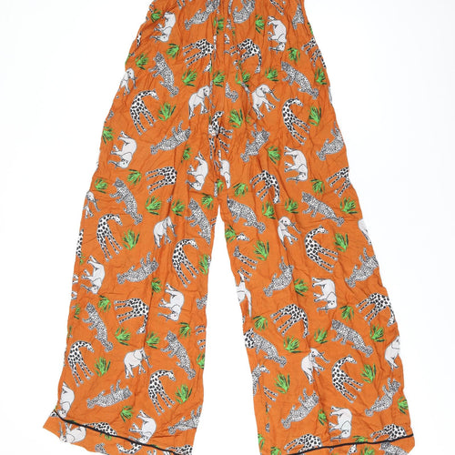ASOS Womens Orange Animal Print Polyester Trousers Size 6 L30 in Regular Drawstring