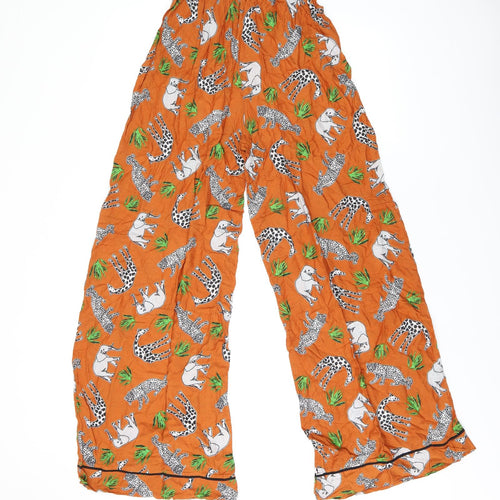 ASOS Womens Orange Animal Print Polyester Trousers Size 6 L30 in Regular Drawstring
