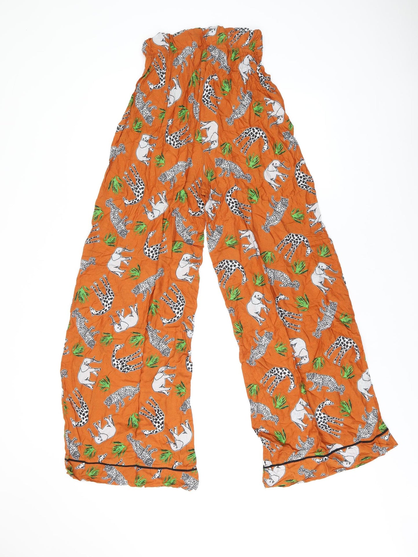 ASOS Womens Orange Animal Print Polyester Trousers Size 6 L30 in Regular Drawstring