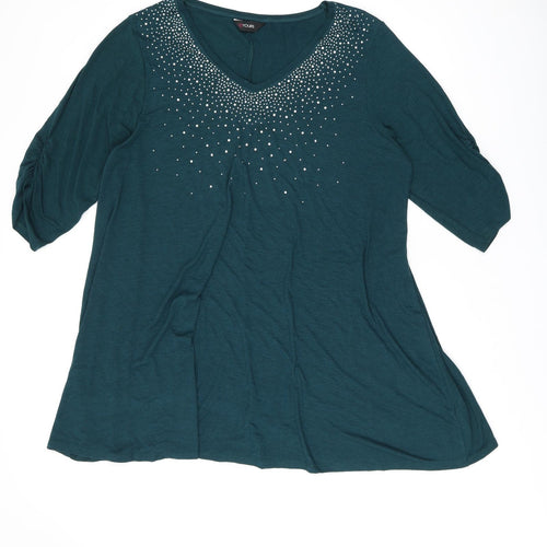 Love Yours Womens Green Polyester Basic T-Shirt Size 22 V-Neck - Size 22-24