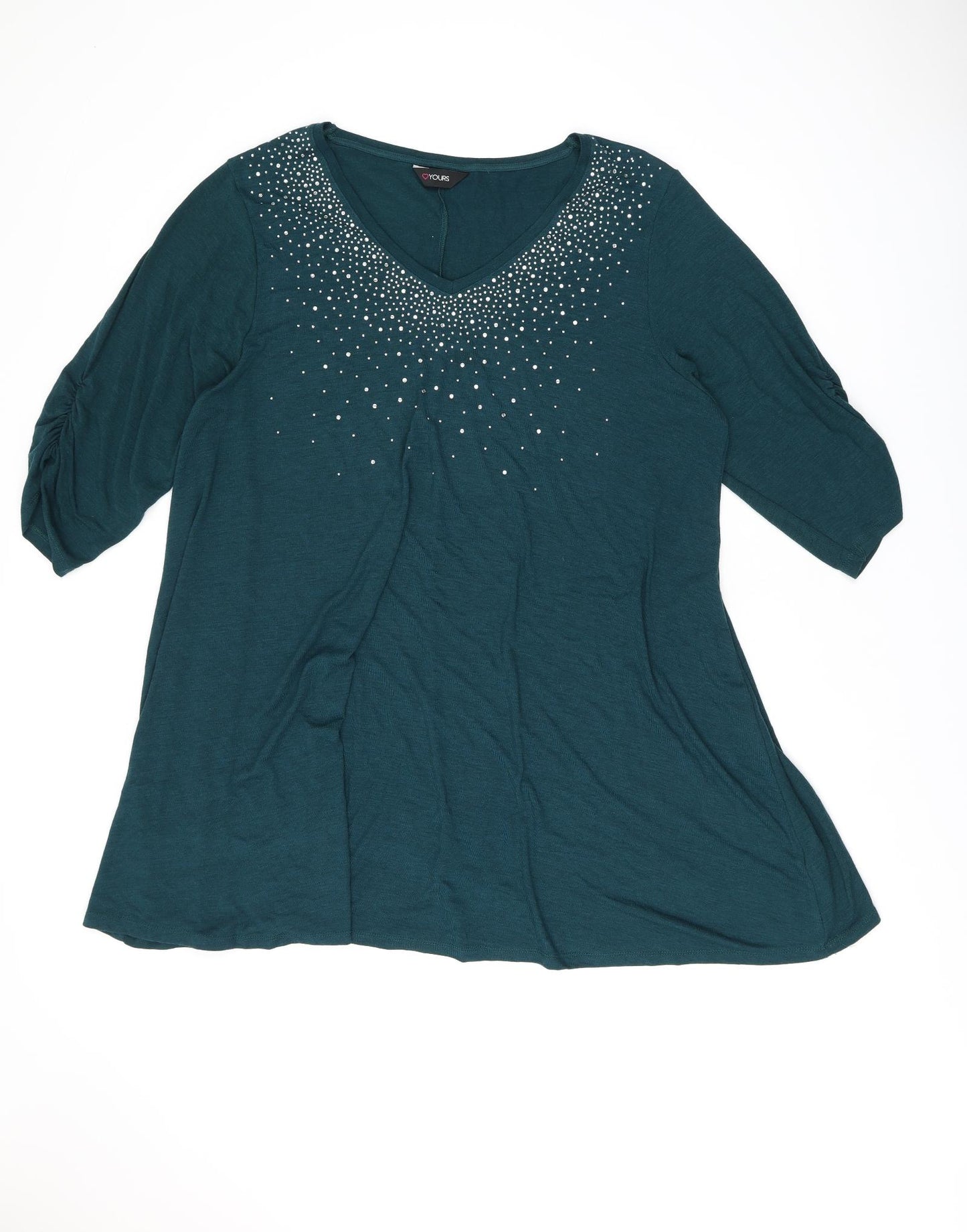 Love Yours Womens Green Polyester Basic T-Shirt Size 22 V-Neck - Size 22-24