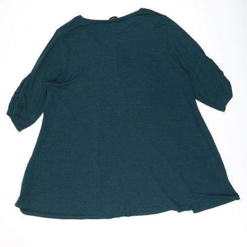 Love Yours Womens Green Polyester Basic T-Shirt Size 22 V-Neck - Size 22-24