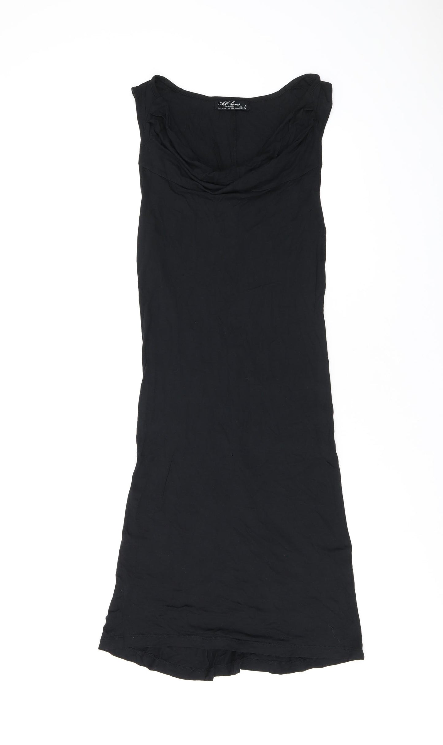 AllSaints Womens Black Polyester Bodycon Size 8 Cowl Neck Pullover