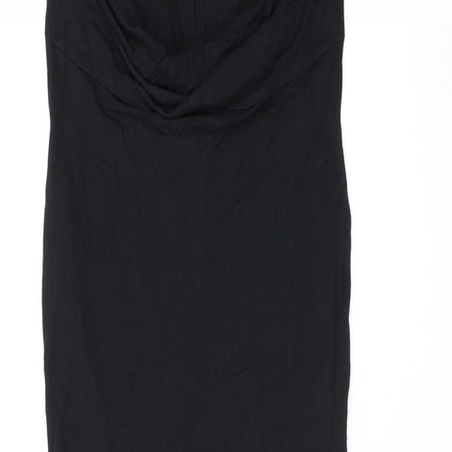 AllSaints Womens Black Polyester Bodycon Size 8 Cowl Neck Pullover
