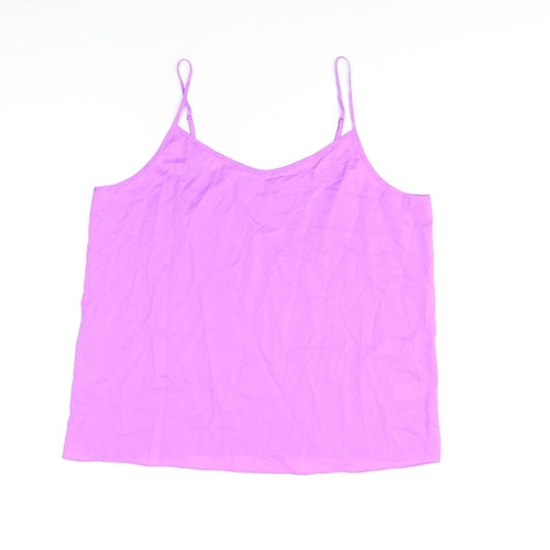 Marks and Spencer Womens Purple Polyester Camisole T-Shirt Size 14 Scoop Neck