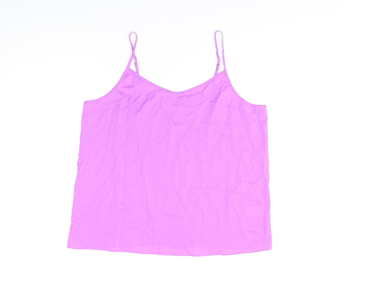 Marks and Spencer Womens Purple Polyester Camisole T-Shirt Size 14 Scoop Neck