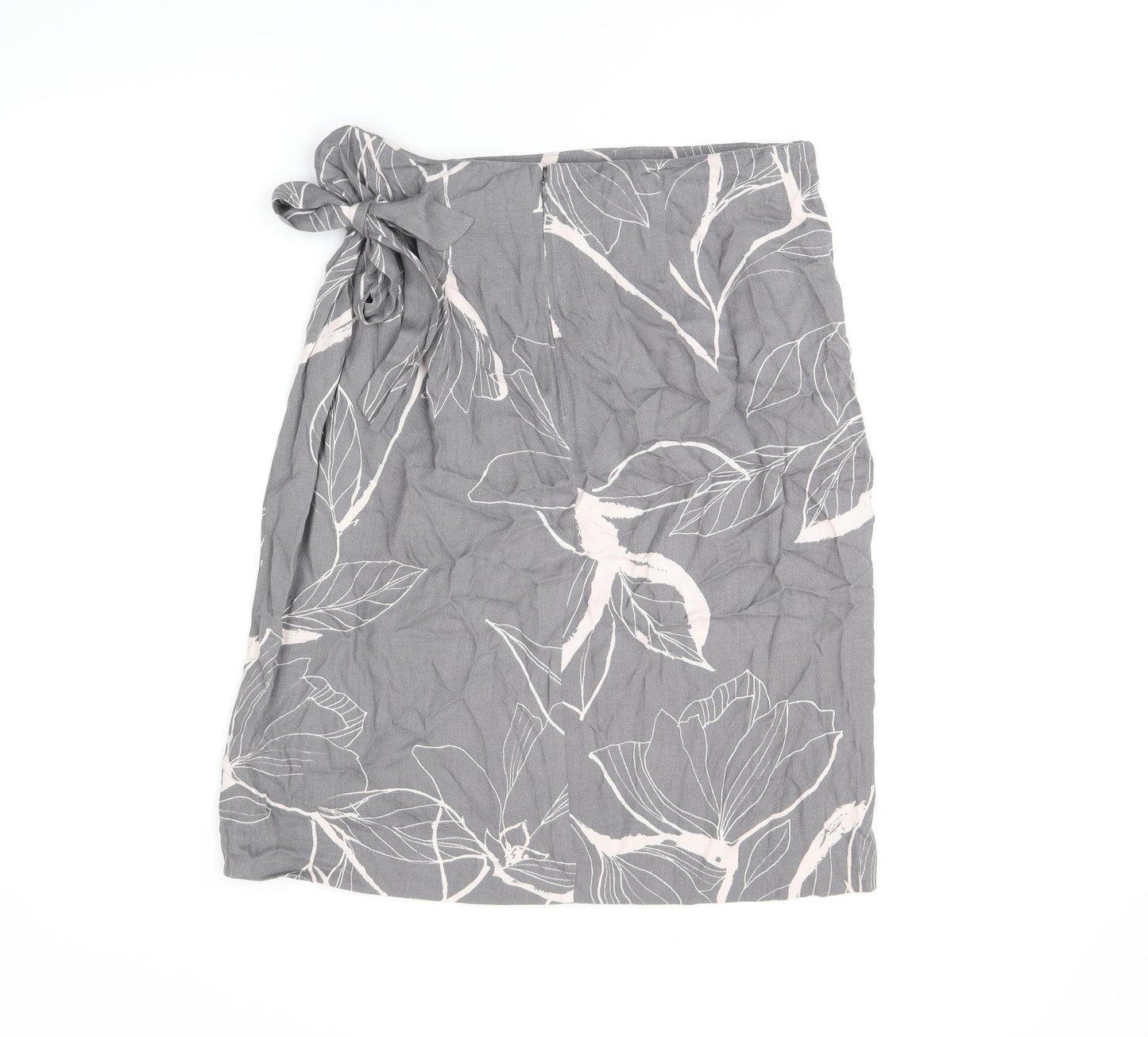 RJR.John Rocha Womens Grey Geometric Viscose Wrap Skirt Size 14 Zip