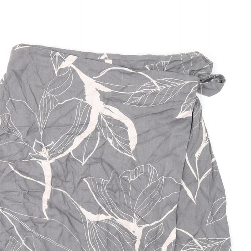 RJR.John Rocha Womens Grey Geometric Viscose Wrap Skirt Size 14 Zip