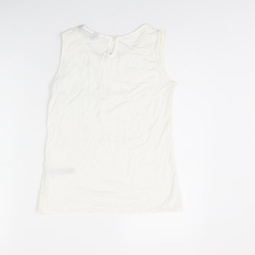 Dorothy Perkins Womens White Polyamide Basic T-Shirt Size 10 Round Neck