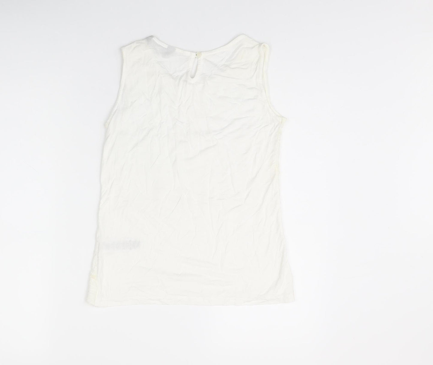 Dorothy Perkins Womens White Polyamide Basic T-Shirt Size 10 Round Neck