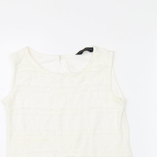 Dorothy Perkins Womens White Polyamide Basic T-Shirt Size 10 Round Neck