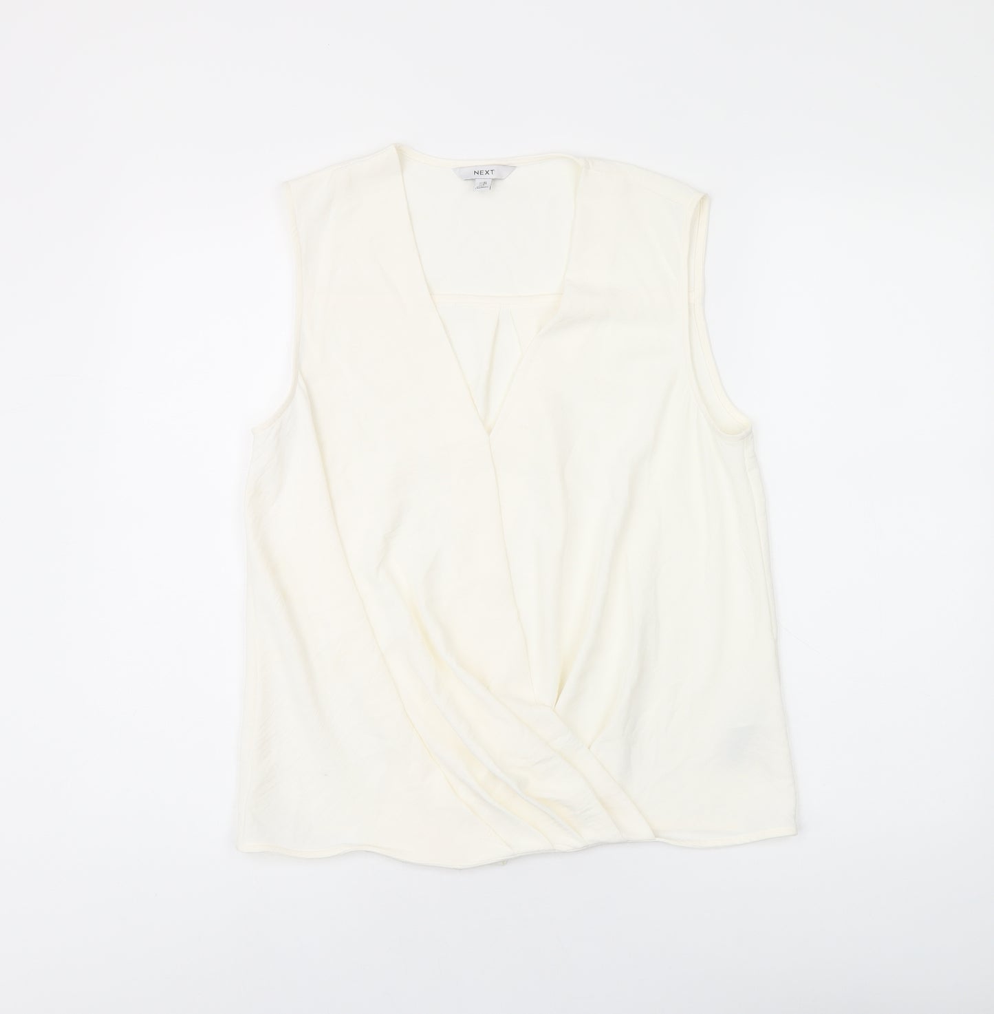 NEXT Womens White Polyester Basic T-Shirt Size 10 V-Neck