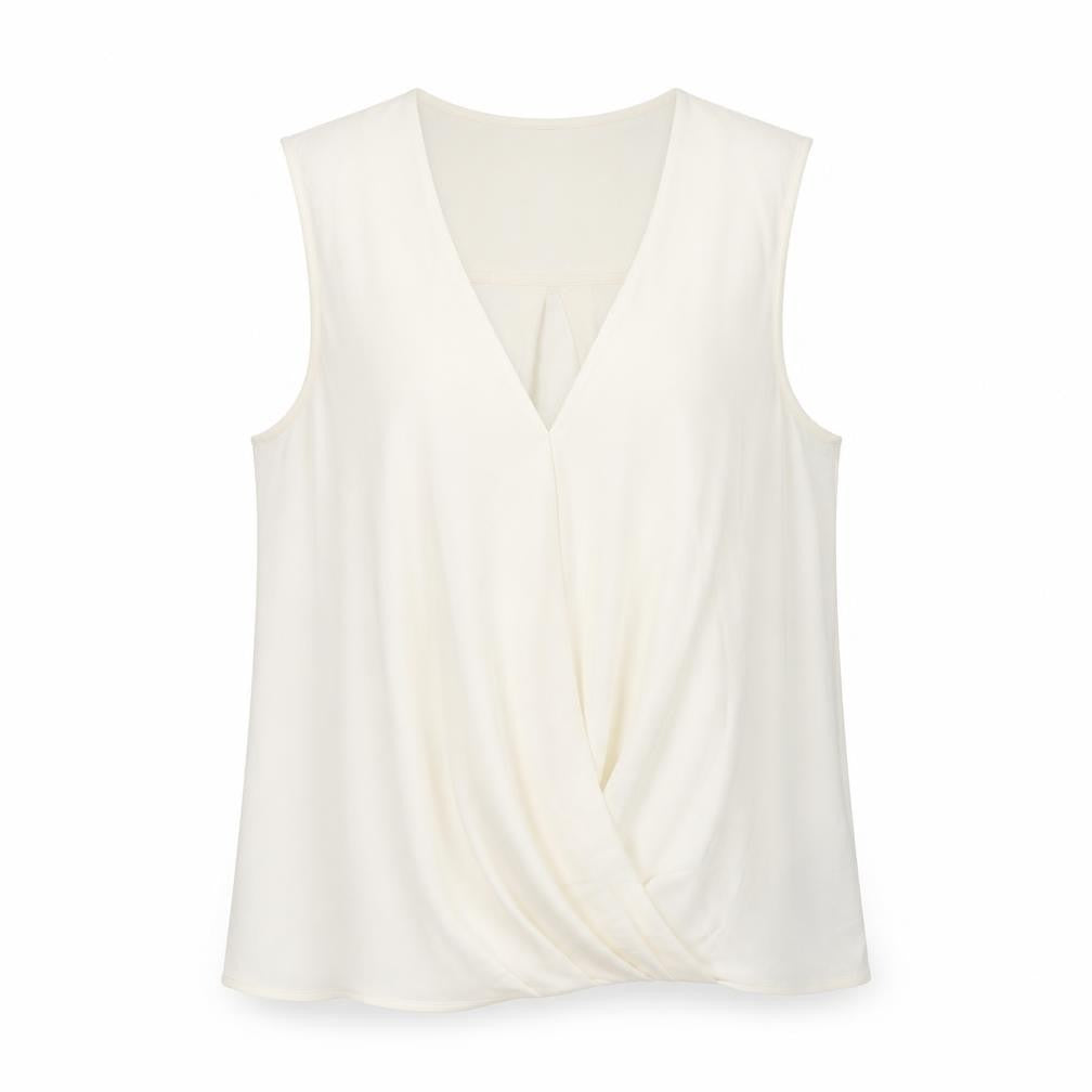 Front view of Next women’s white polyester basic t-shirt, size UK 10, v-neck