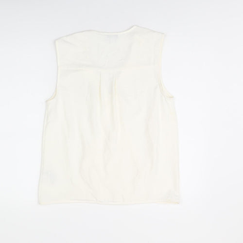 NEXT Womens White Polyester Basic T-Shirt Size 10 V-Neck