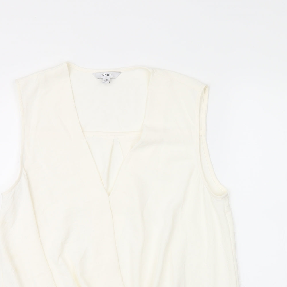 NEXT Womens White Polyester Basic T-Shirt Size 10 V-Neck