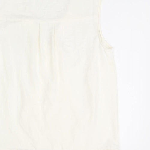 NEXT Womens White Polyester Basic T-Shirt Size 10 V-Neck