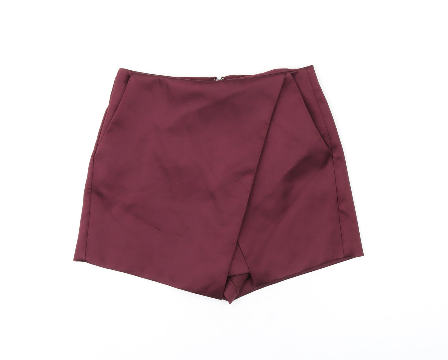 Topshop Womens Red Polyester Skort Skirt Size 8 Zip