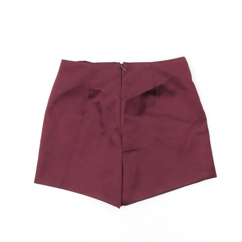 Topshop Womens Red Polyester Skort Skirt Size 8 Zip
