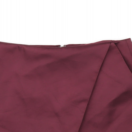 Topshop Womens Red Polyester Skort Skirt Size 8 Zip