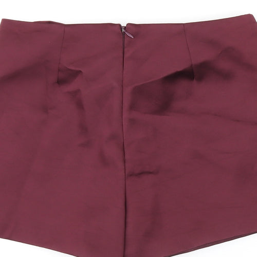 Topshop Womens Red Polyester Skort Skirt Size 8 Zip