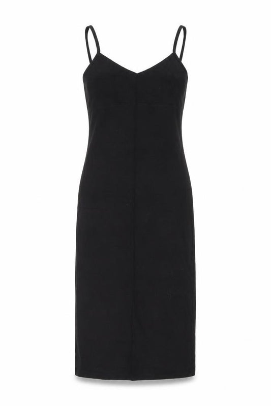 Front view of ASOS women’s black polyester bodycon, size UK 8, v-neck pullover