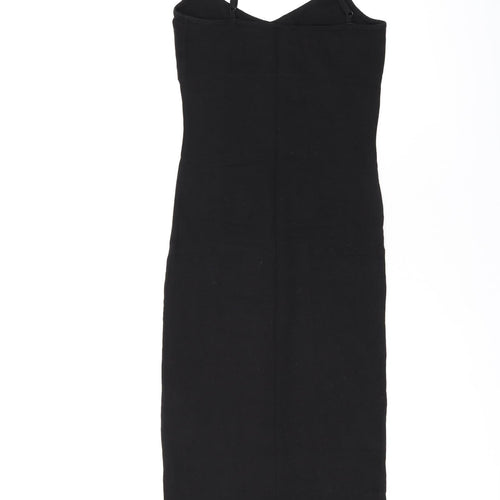 ASOS Womens Black Polyester Bodycon Size 8 V-Neck Pullover