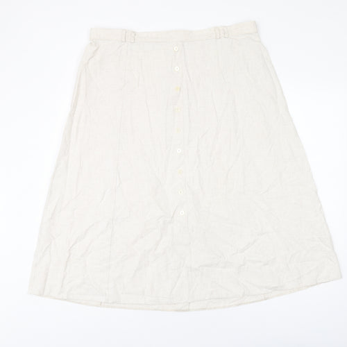 Marks and Spencer Womens Beige Viscose Swing Skirt Size 20 Zip