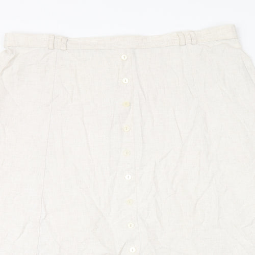 Marks and Spencer Womens Beige Viscose Swing Skirt Size 20 Zip