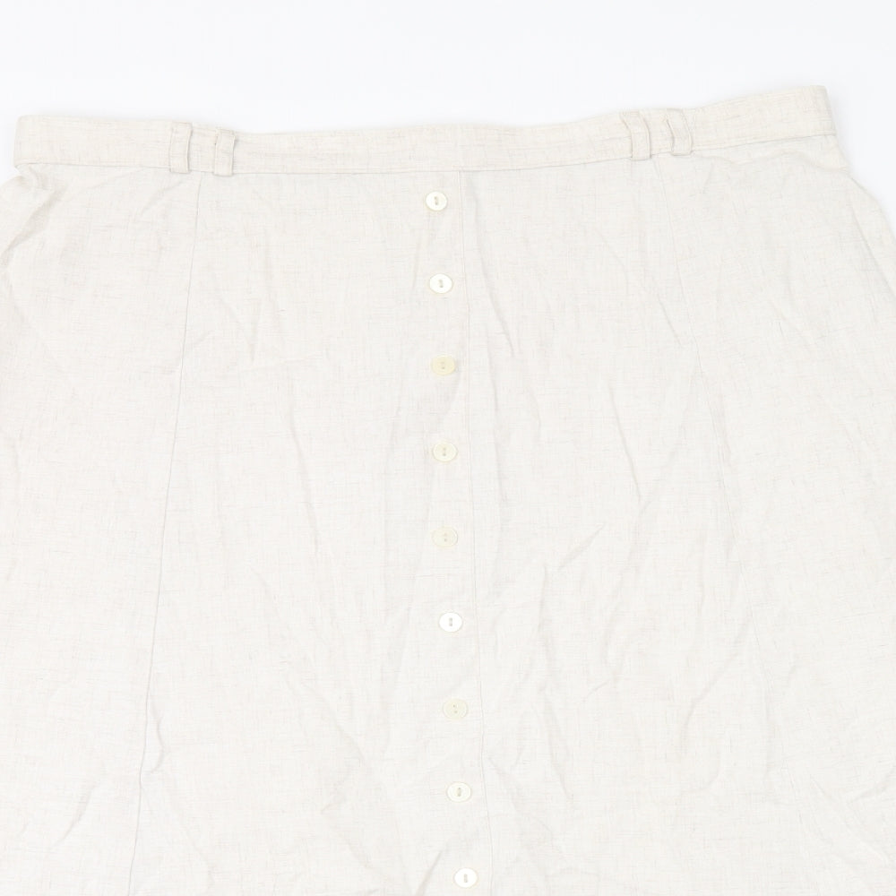 Marks and Spencer Womens Beige Viscose Swing Skirt Size 20 Zip