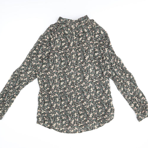 Denim Co Womens Green Floral Cotton Basic Button-Up Size 18 Collared