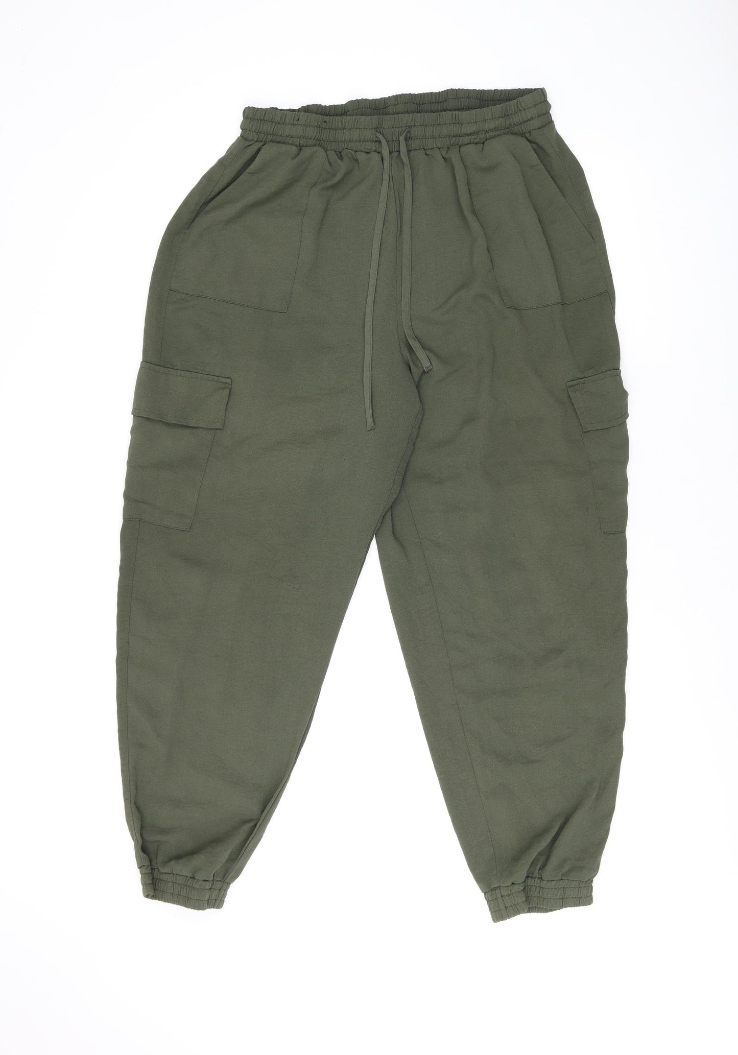 New Look Womens Green Polyester Cargo Trousers Size 14 L26.5 in Regular Drawstring
