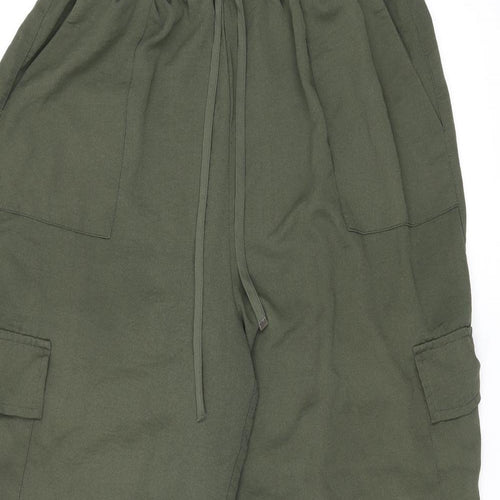 New Look Womens Green Polyester Cargo Trousers Size 14 L26.5 in Regular Drawstring