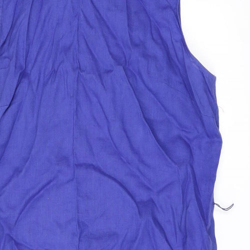 Jaeger Womens Blue Linen Shift Size 18 Boat Neck Zip